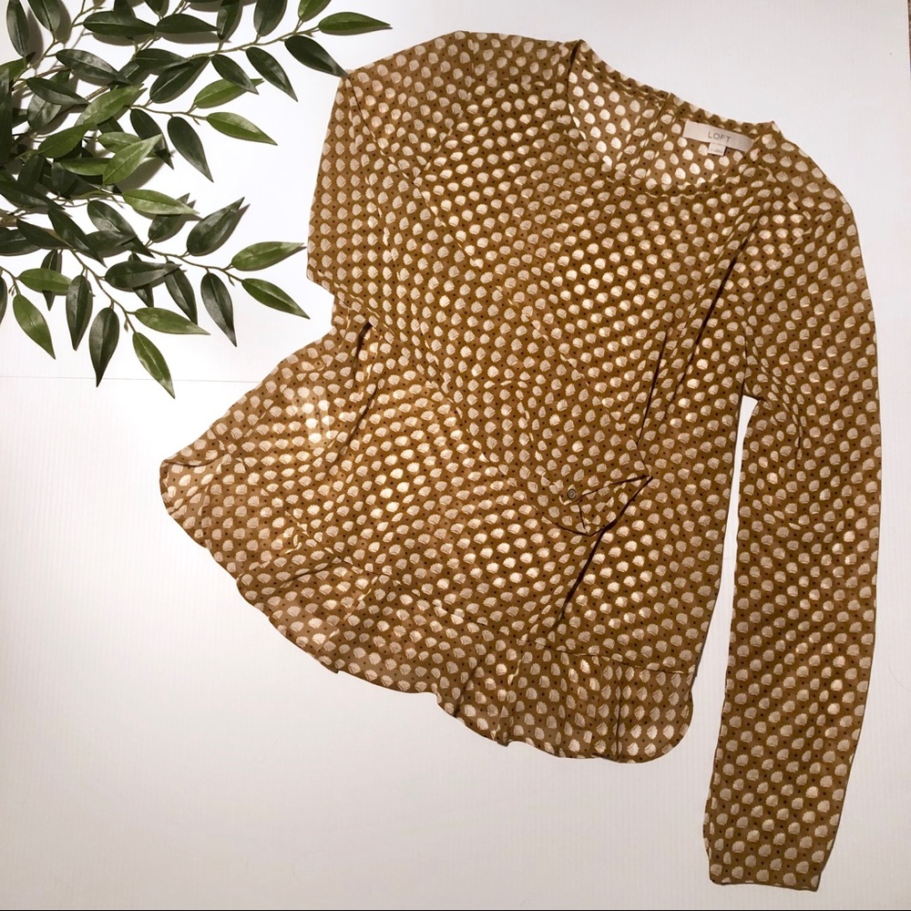 2/$15 NWOT LOFT Semi Sheer Ruffle Peplum Blouse